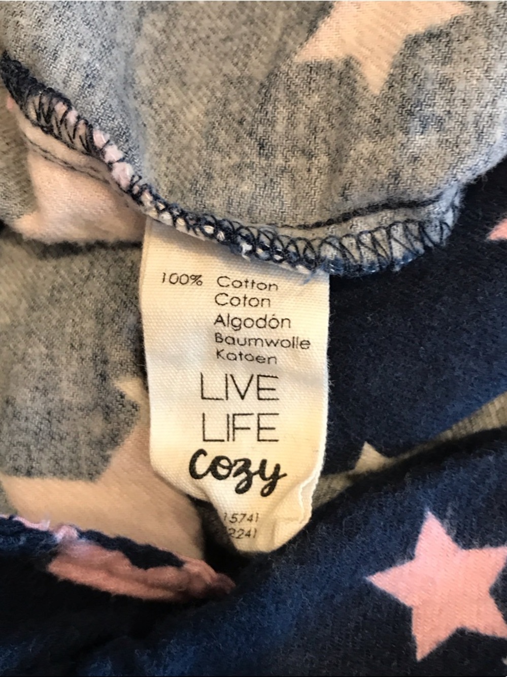 PJ Salvage Navy Flannel Pajama Set with Pink Star Print - Picture 6 of 6